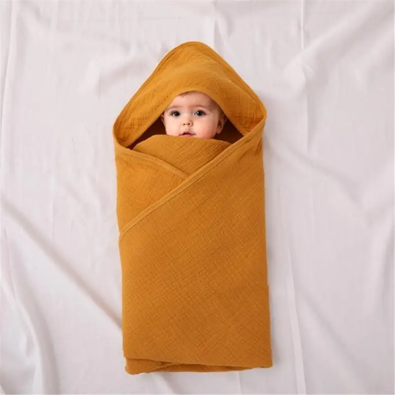 97BE منشفة بغطاء للرأس للأطفال للجنسين، 4 طبقات من القطن للرضع، للاستخدام في المنزل أو في الهواء الطلق #5