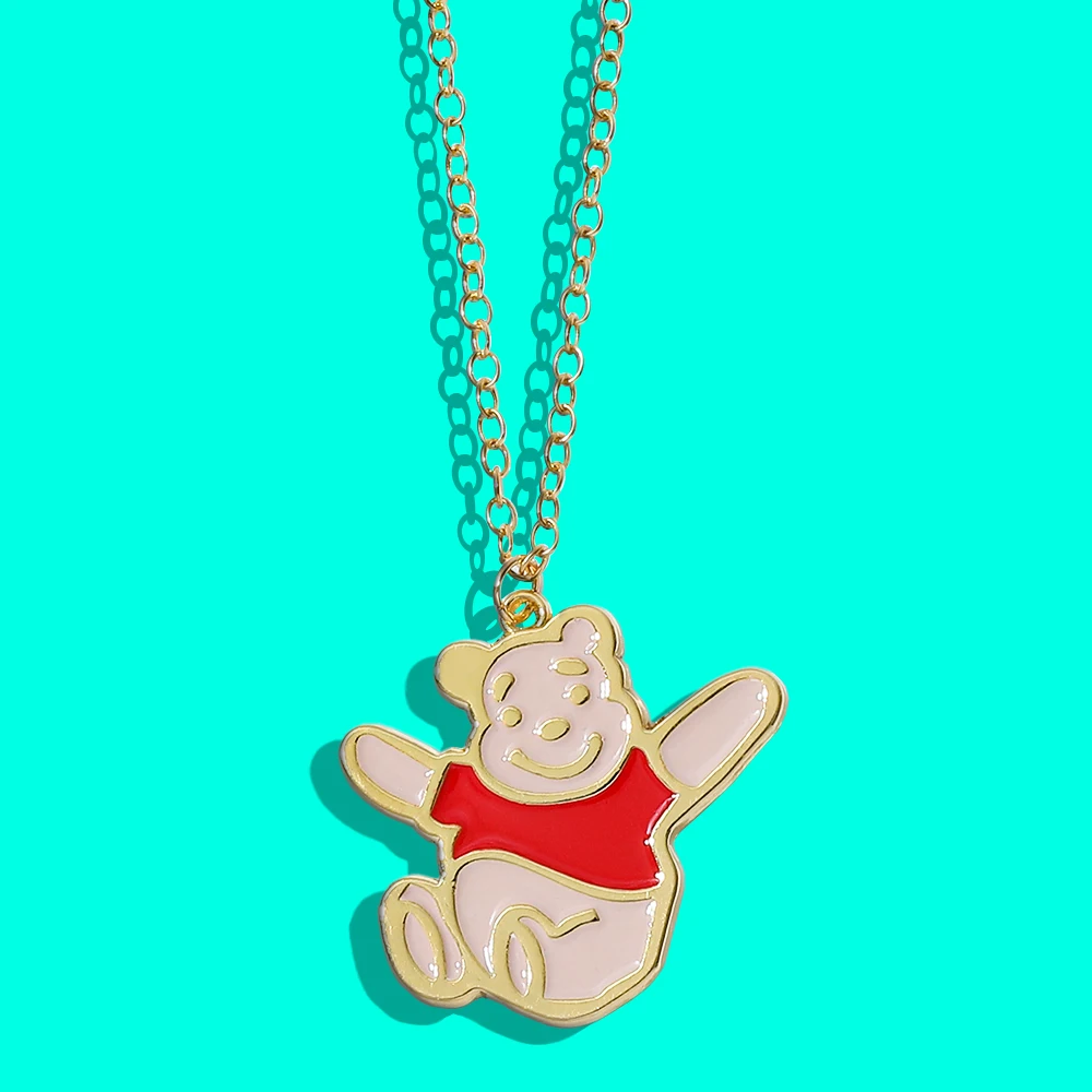 

Disney Classic Cartoon Figure Pooh Necklace Fashion Charm Pooh Neck Chain Accessories for Birthday Party Surprise Gifts