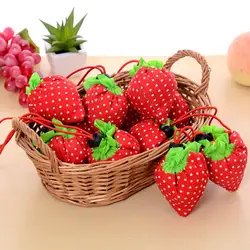 Strawberry Pendant Shopping Bag Foldable Oxford Collapsible Strawberry Grocery Bag Reusable Organizer Bag Handbag Shoulder Bag