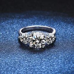 18K platinum diamond ring with PT950 platinum triple stone luxury 3 carat moissanite proposal gift