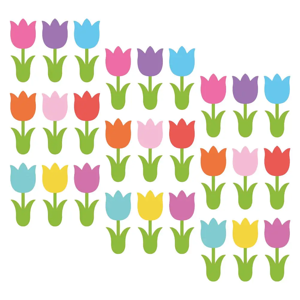 

45 шт. вырезки из бумаги в форме тюльпанов, весенние цветочные узоры, разноцветные цветочные формы, картонные заготовки для поделок, декор для доски объявлений и класса