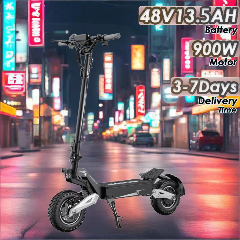 Monopattino elettrico OOTD T10, potenza massima 900 W, batteria 48 V 13,5 Ah, display a LED, per adulti, pneumatici da 11 pollici per uso fuoristrada, facile da piegare.