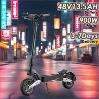 OOTD T10 E-Scooter 900W Peak power 48V13.5Ah LED Display Electric Scooter Adult 11-inch Off-Road Tire Convenient Fold EScooters