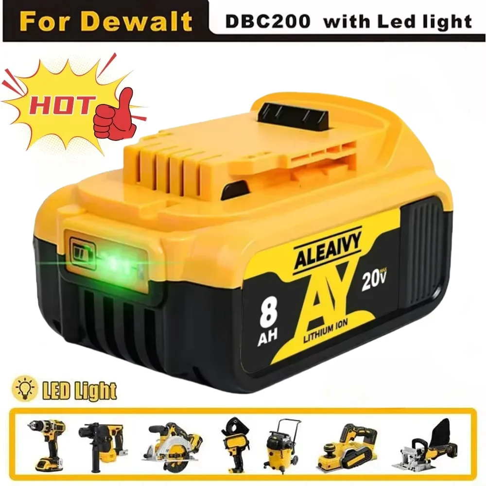 

20V DCB200 8000mAh Replacement Li-ion Battery for DeWalt DCB205 DCB201 DCB203 DCB184 DCB182 DCB181 DCB180 Power Tool Battery