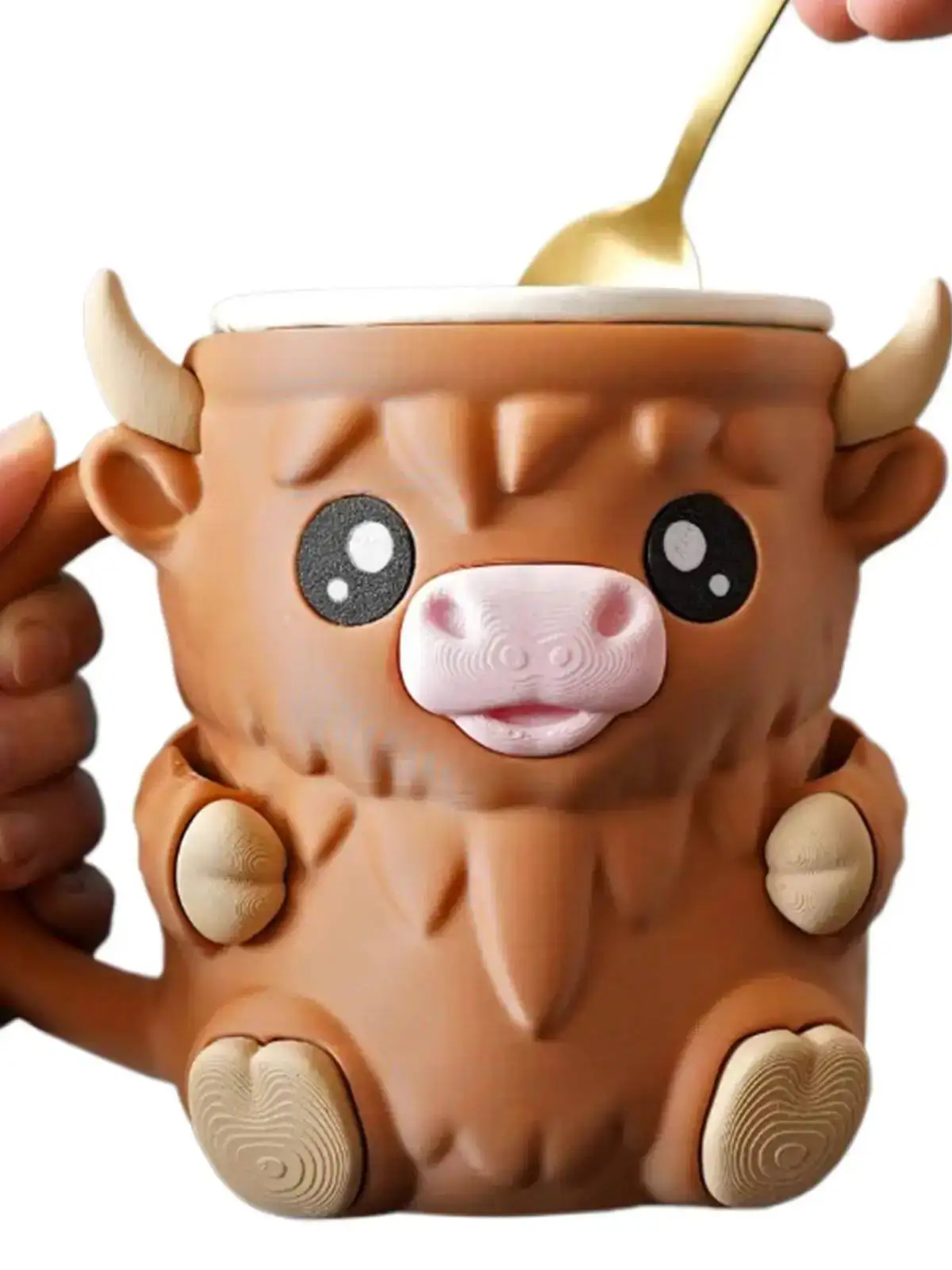 ハイランドカウアイスクリームパイントホルダーデザートタブ装飾バゲットスタイルレディースハンドバッグファッショナブルなストラップ付きバッグ