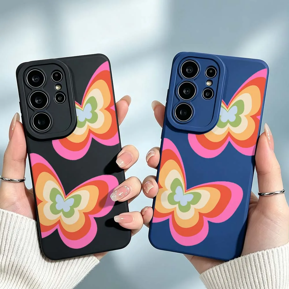 Cartoon Colorful Butterfly Pattern Cover For Samsung Galaxy S26 S25 S24 S23 S22 S21 A55 A54 A35 A15 Ultra FE Plus Phone Case