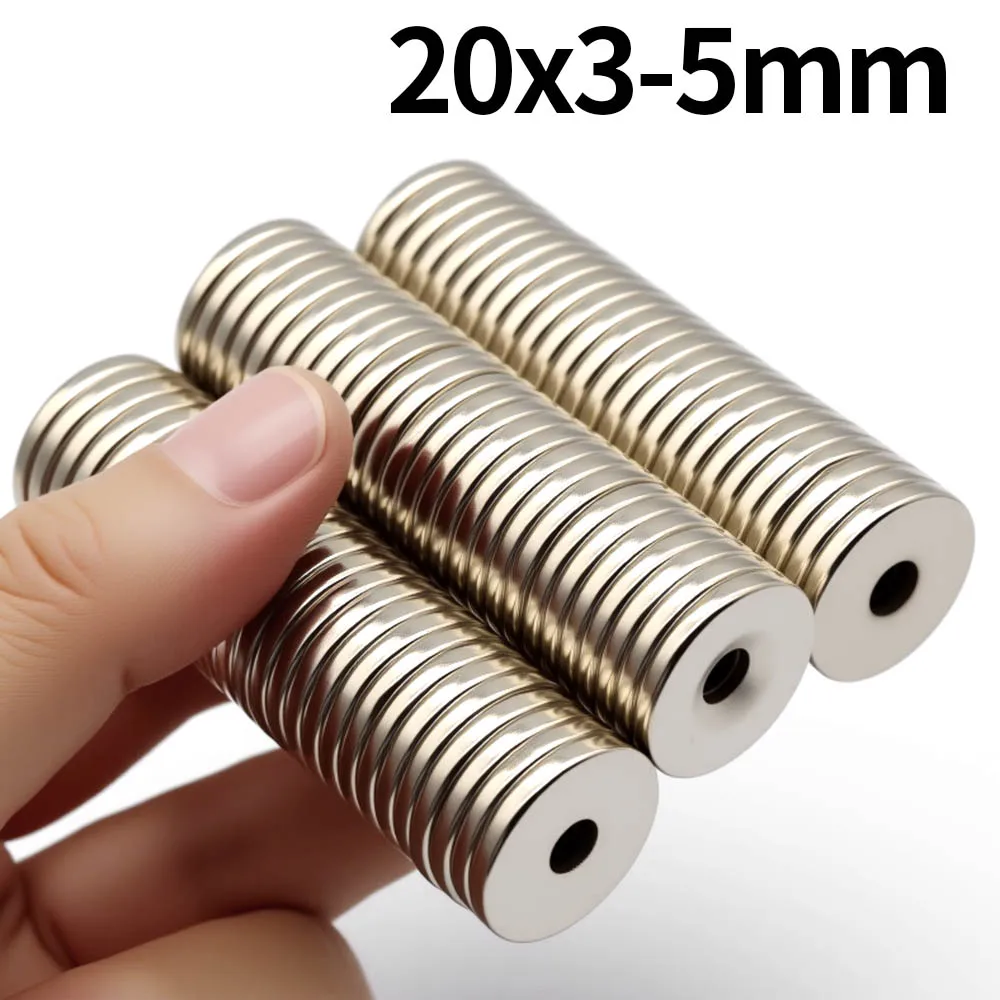 

20x3-5mm Super Strong Neodymium Magnet N35 NdfeB Permanent Magnetic imanes Round With Holes Powerful Magnets Refrigerator Magnet
