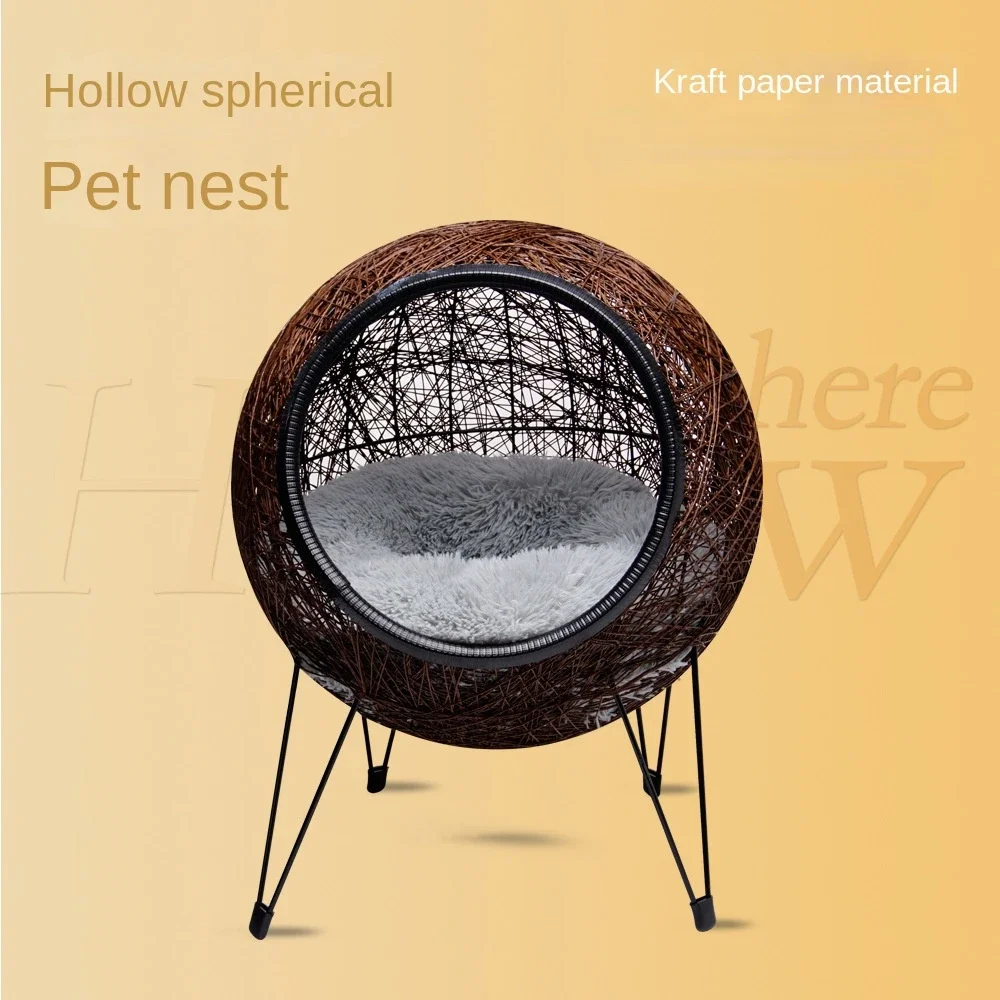 Cat Bed Pad Four Seasons Moisture-proof Villa Semi-circular Cat House Hand-woven Pet Products