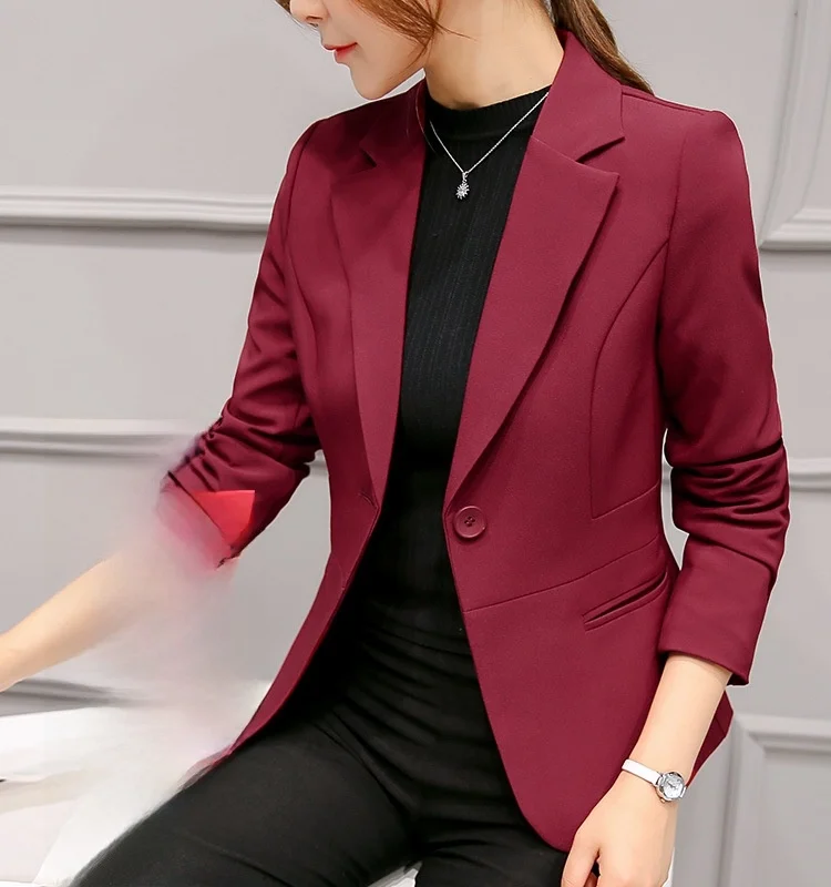 

Slim Fit ort Women's Spring Autumn Long Sve Jaet One Button Profional Busin Sle Multicolor Faionable Coat