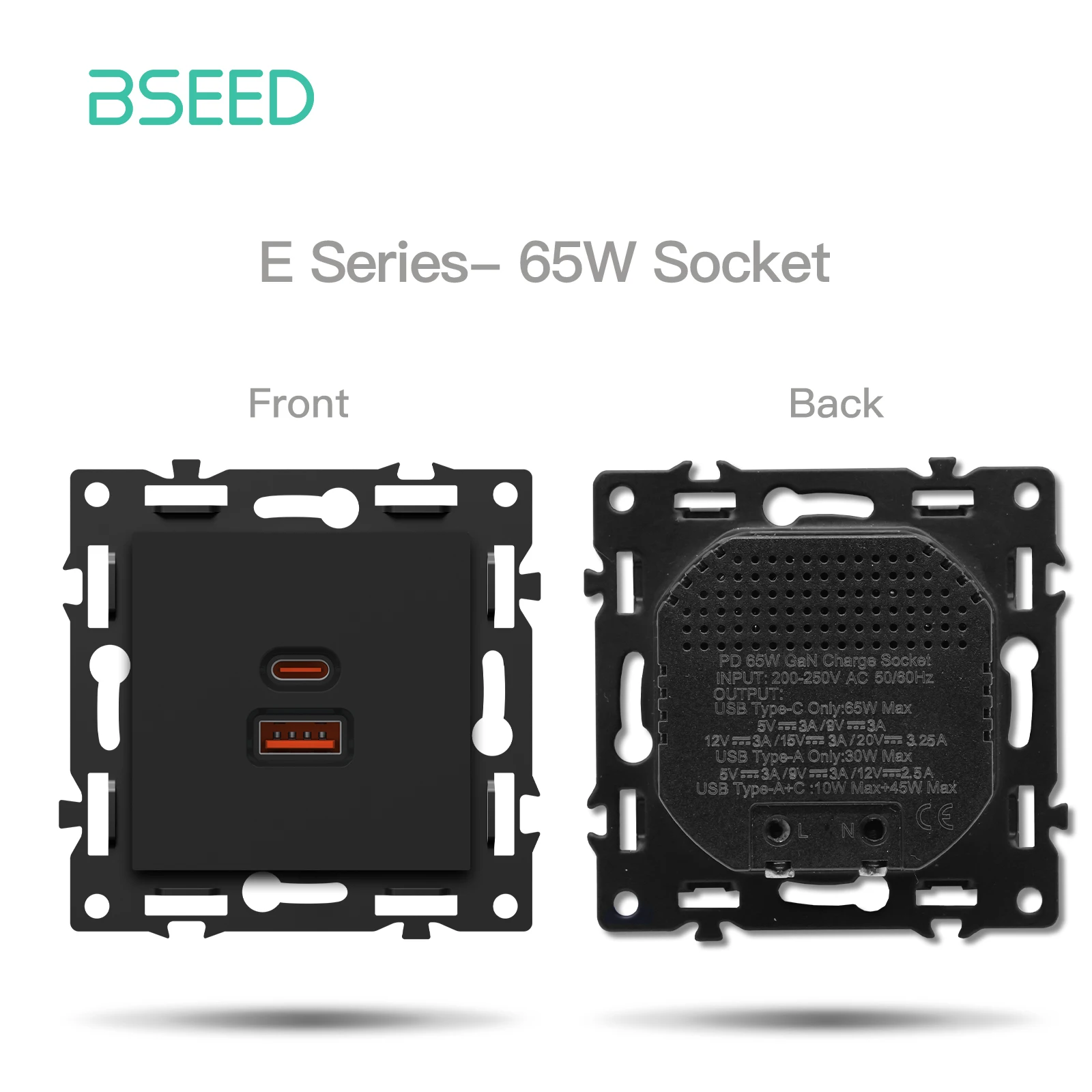 BSEED Wandknopschakelaar 1/2Gang Deel 65W Stopcontact Module Deel Internet TV Telefoonaansluiting Glazen Frame DIY Functie Deel