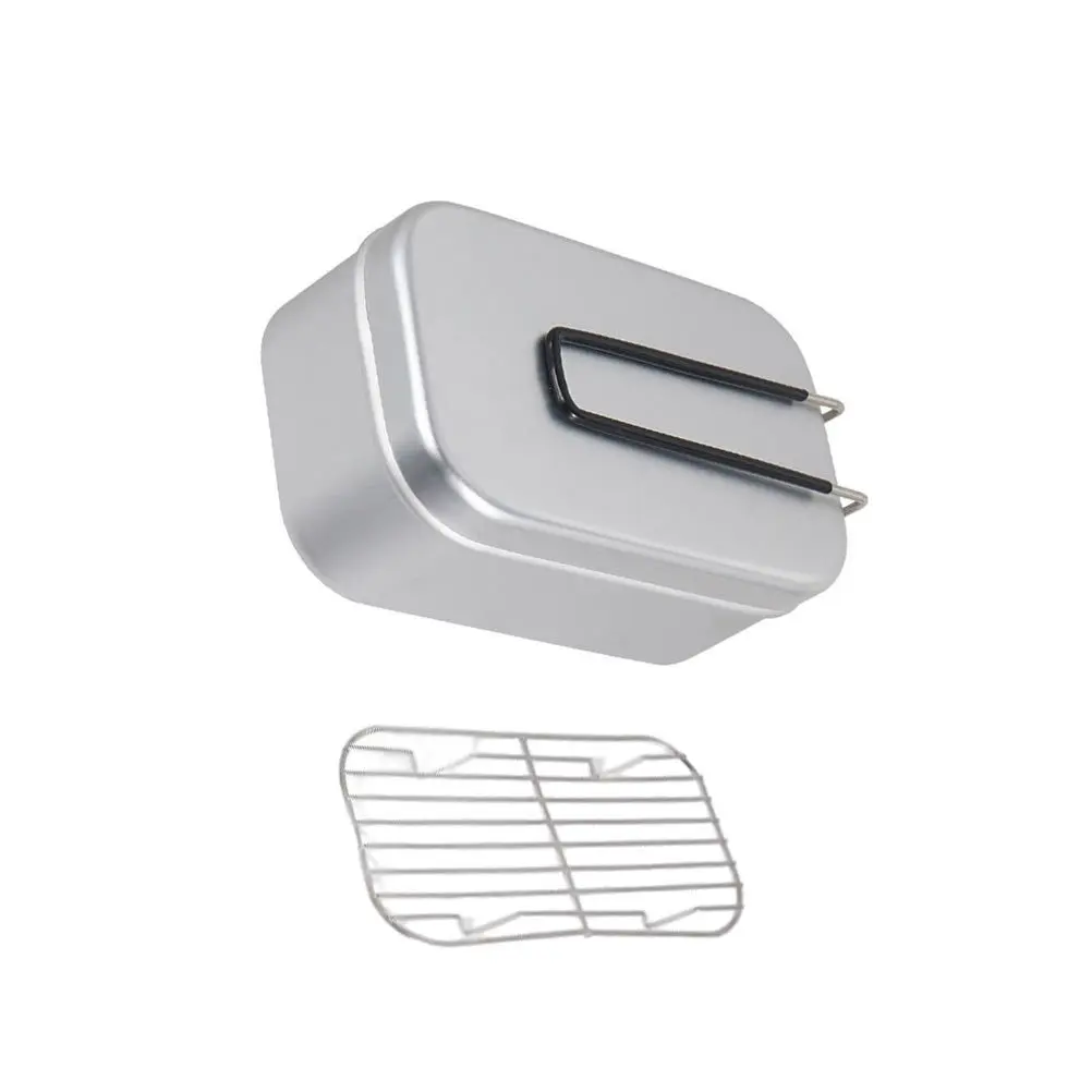 

1 set 1 Set Aluminum Bento Box Foldable Outdoor Lunch Container For Camping Picnic Hiking Travel Portable Food Storage Case