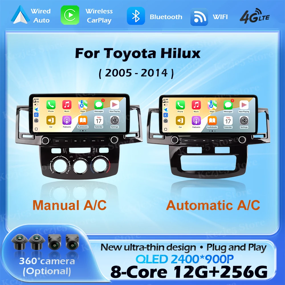 

Android 15 For Toyota Hilux 2005-2014 Car Radio Multimedia DSP Stereo Wireless CarPlay 4G WIFI Navigation GPS QLED 2400*900P BT