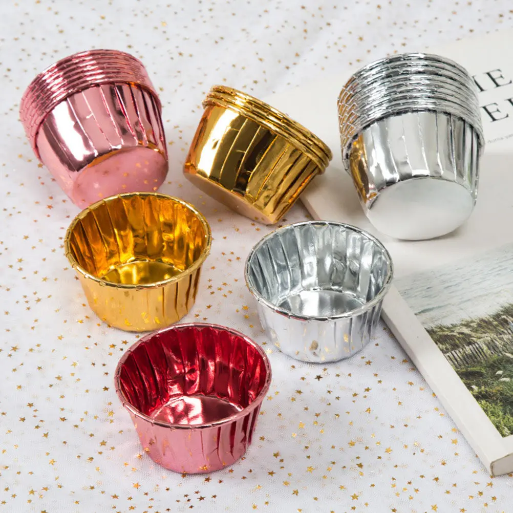 150 pcs Foil Cake Cups – Oil-Proof, High-Temp Baking Liners for Cupcakes, Desserts & Party Treats