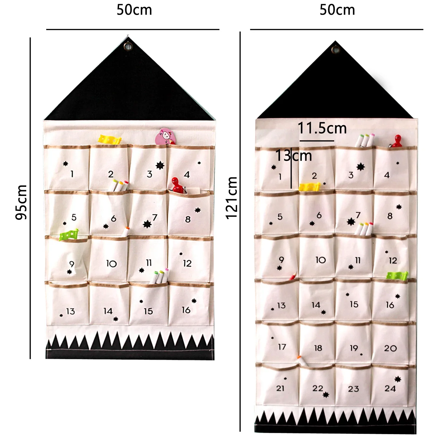 Christmas Advent Calendar 2024 Countdown to Christmas Cloth Wall Hanging with 25 Pockets for Xmas Holiday Decorations