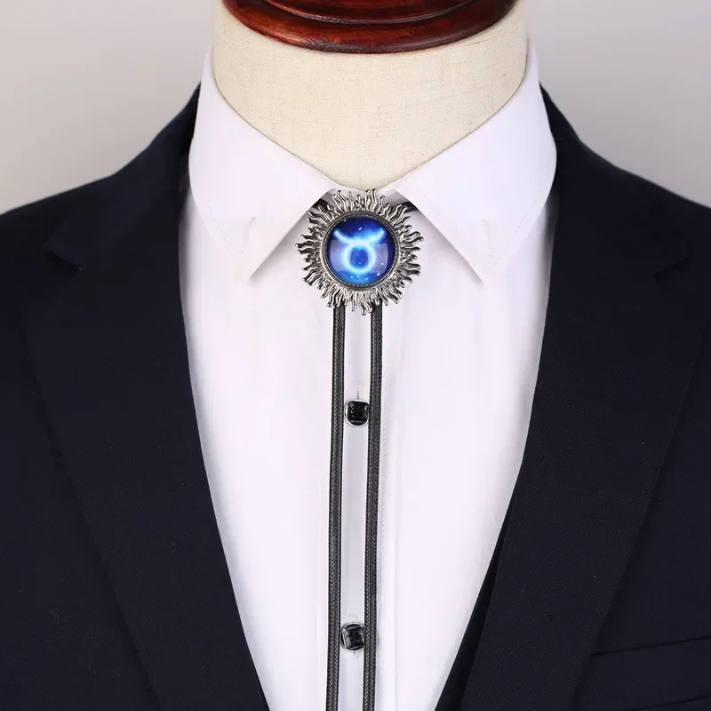 Retro Twelve Constellation Bolo Tie Men's Shirt Collar Necklace Bowtie Necktie Luxulry Jewelry Gifts Accessories Gift