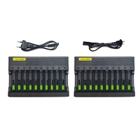 91AB Independent 10 Slots for Smart Battery US/EU Plug For 3.7/4.2V 14500 16340 18650 Rechargeable Batteries