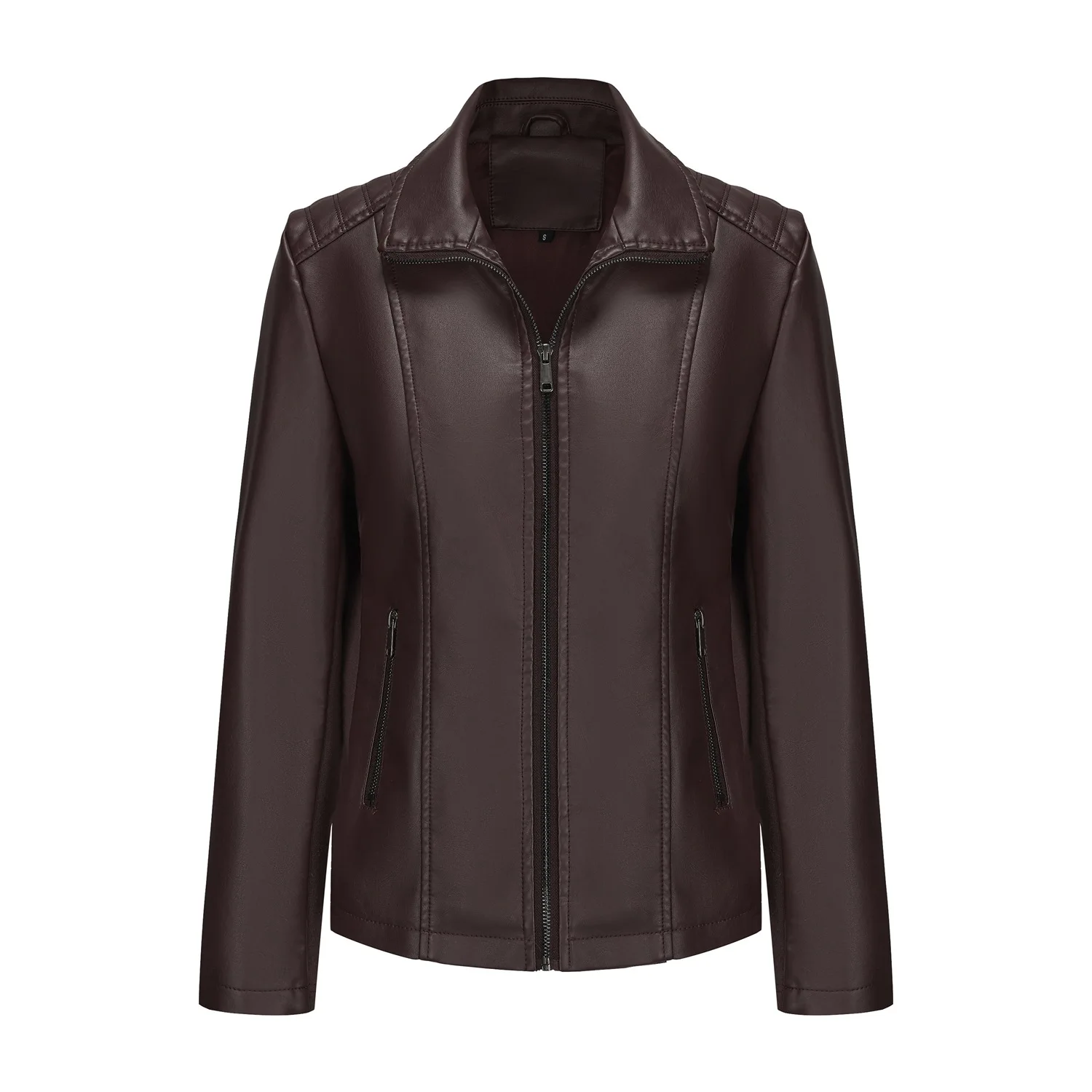 Fashion Women's Short Leather Jacket 2025 Knitted Patchwork Stretch Coat European Size New Arrival