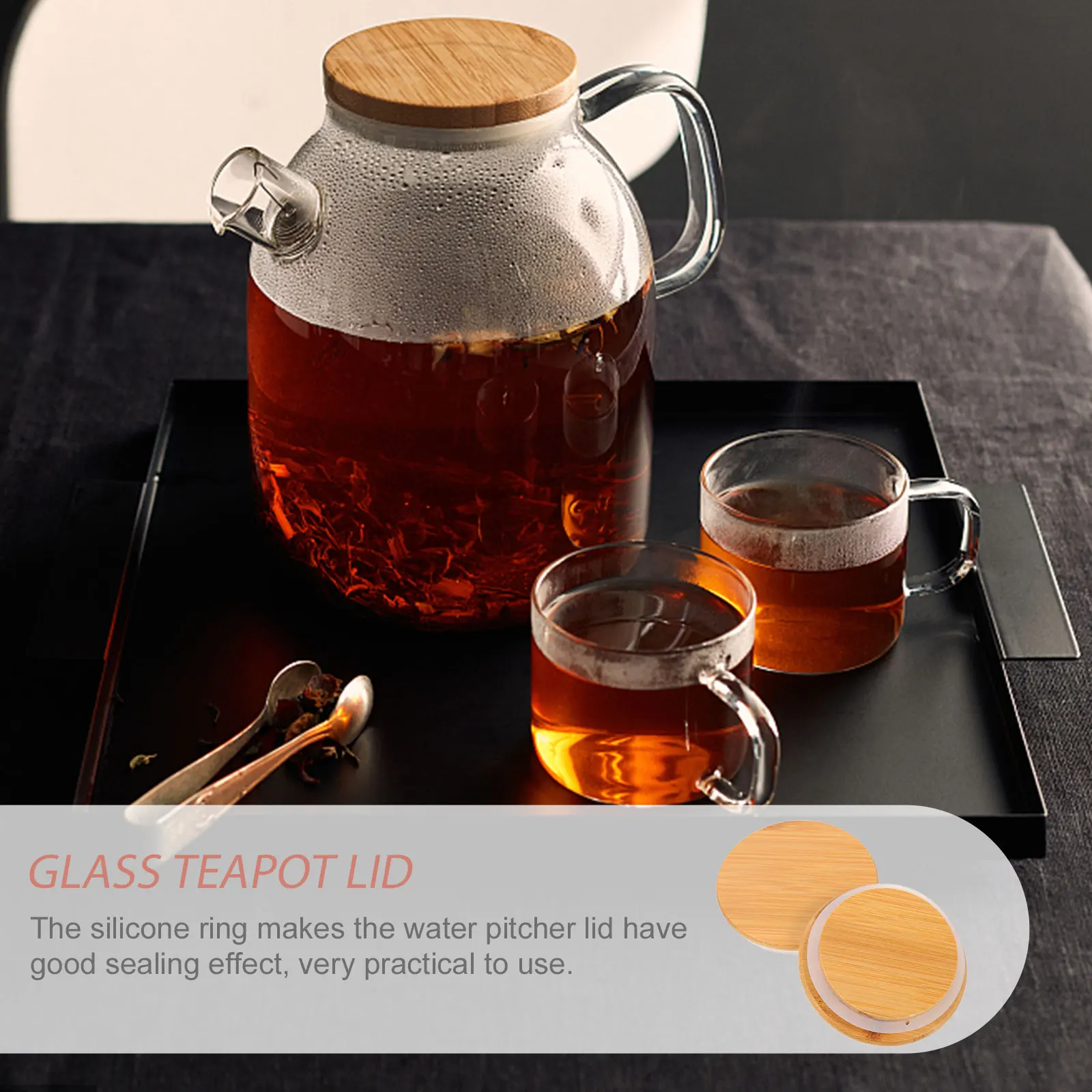 

2pcs Premium Wooden Pitcher Lid Replacement Sealing Jug Cover Household Kitchen Accessory Protective Teapot Lid Daily