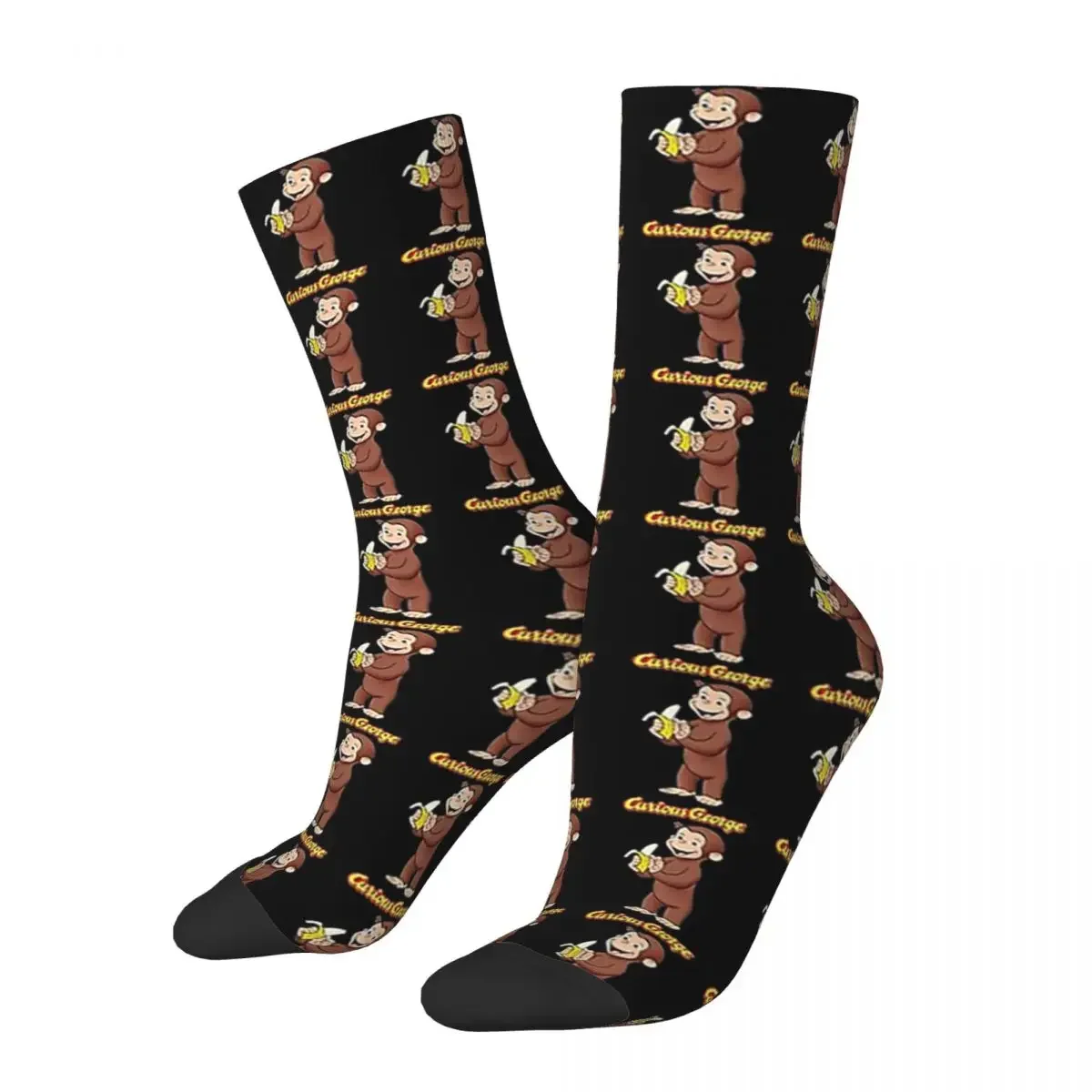 Cartoon Curious George Banana Series Socks Harajuku High Quality Stockings All Season Long Socks Accessories for Unisex Gifts