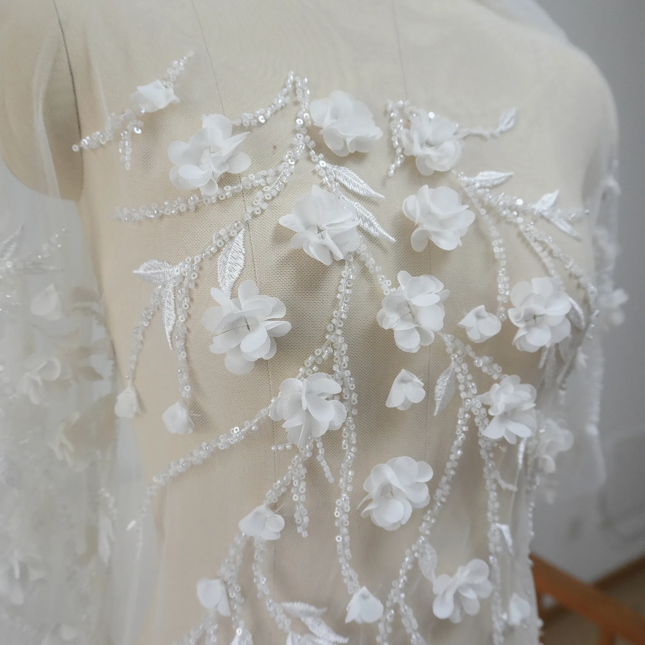 قماش زهور ثلاثي الأبعاد من Dingzhu، فستان زفاف على شكل فرع شجرة، فستان، سعر خاص للتخليص، إكسسوارات من القماش DIY #1