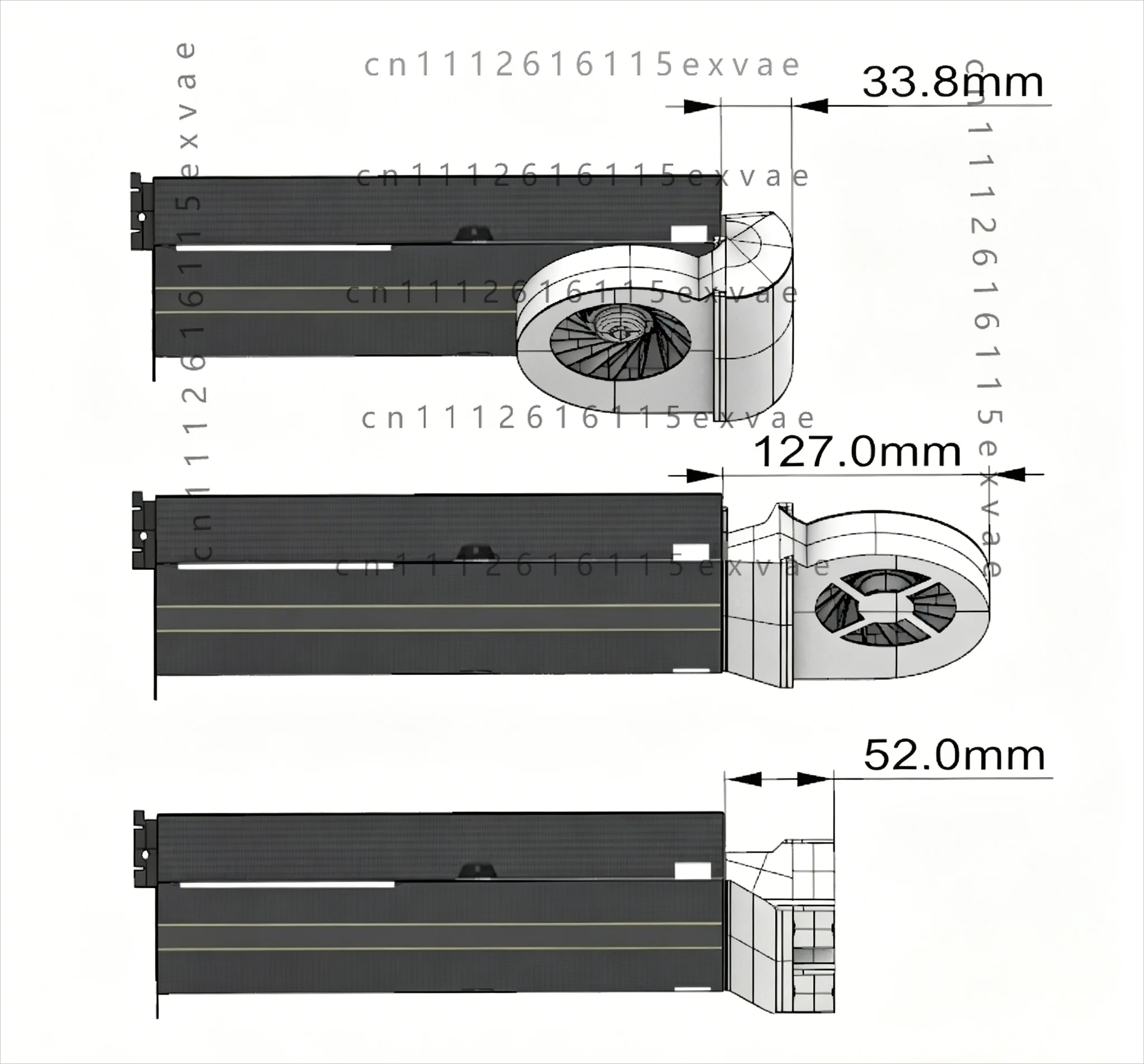 Universal External Blower Active Heatsink for AMD MI25/MI50/MI100 Compute Card Small 4-Pin Connector