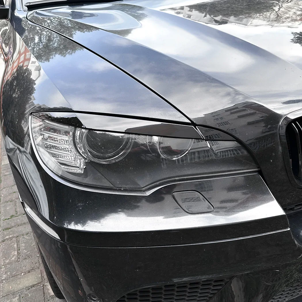 GEFENSI For BMW X6 E71 2008 2009 2010 2011 2012 2013 2014 Headlight Eyebrow Eyelid Trim Lamp Cover Sticker Car Accessories