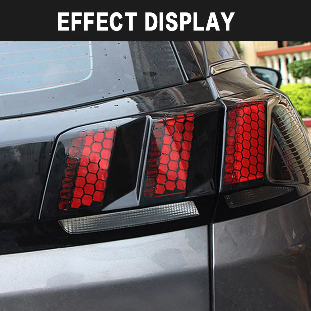 6pcs Car Rear Tail Light Lamp Honeycomb Protector Sticker For Peugeot 3008 GT 2016 2017 2018 2019 2020 2021 2022 2023 Accessory