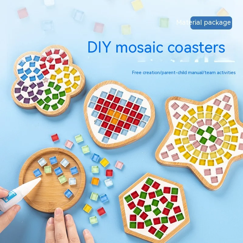 Mosaic Coaster DIY material bag for parent-child homemade creative boring handicrafts team relieve boredom Multiple Shapes