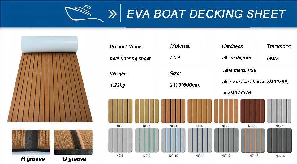 2400*450mm Eva Foam Faux Teak Boot Deck Matte Blatt Teak Yacht Marine Boden Wasserdicht Ponton Braun schwarz Bodenbelag MotorBoote – Detail 1