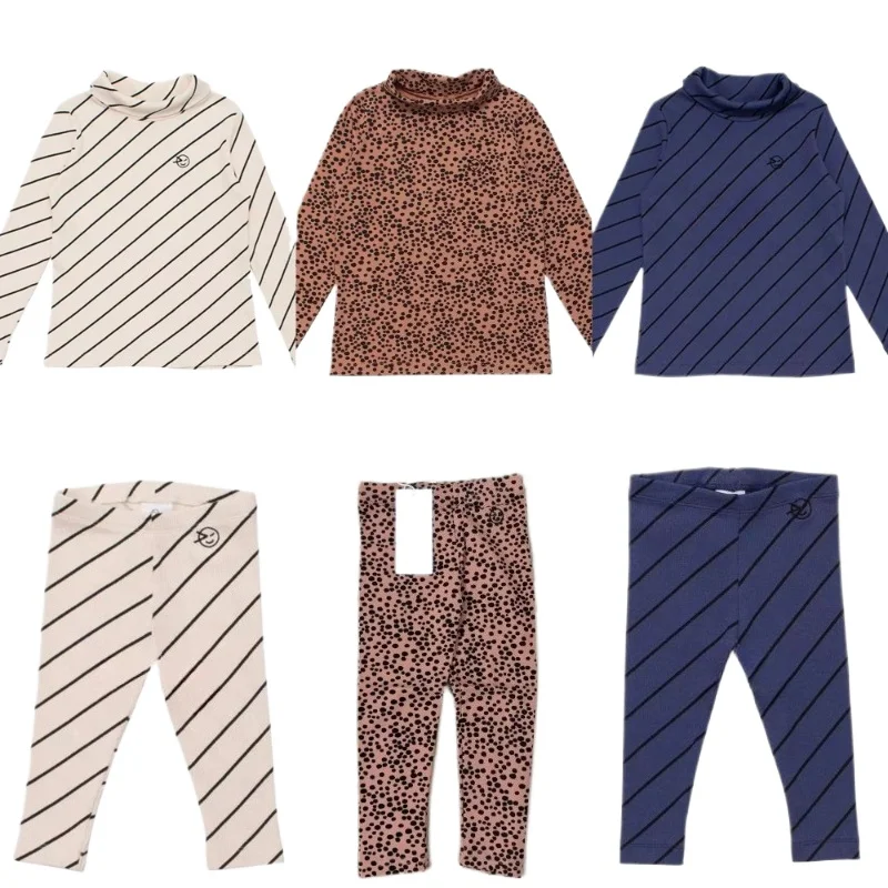 Children Sets Ss Boys Girls Pajama Set Cute Print High-necked Shirt Leggings Children's Base Layer Clothing and Pants