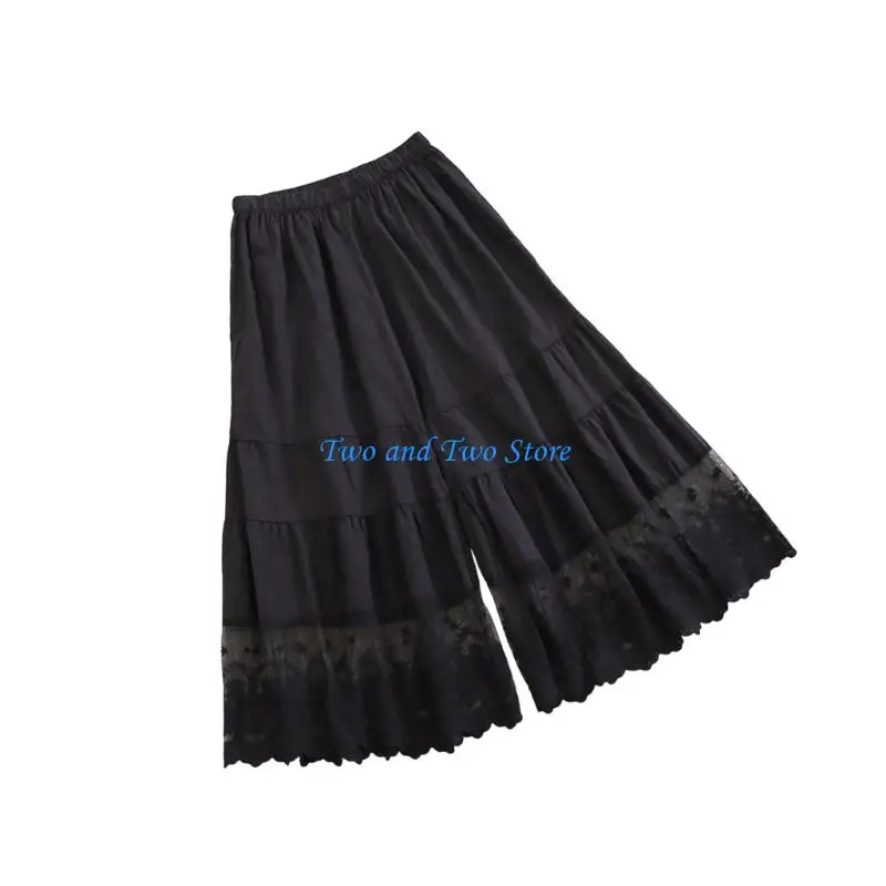 HX6F Women Culotte Half Slips Cotton Bloomer Pettipants Under Dresses Lace Trim Pants