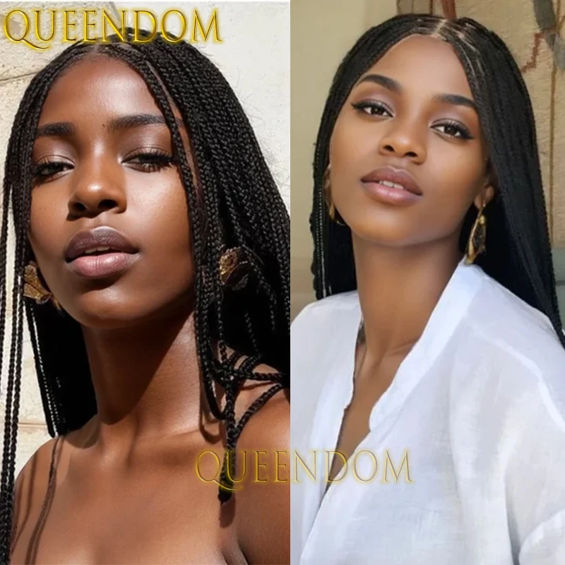 

Full Lace Synthetic Crochet Braided Wig 36 Inch Knotless Box Braid Goddess Wigs Distressed Cornrow Braids Wig For African Women