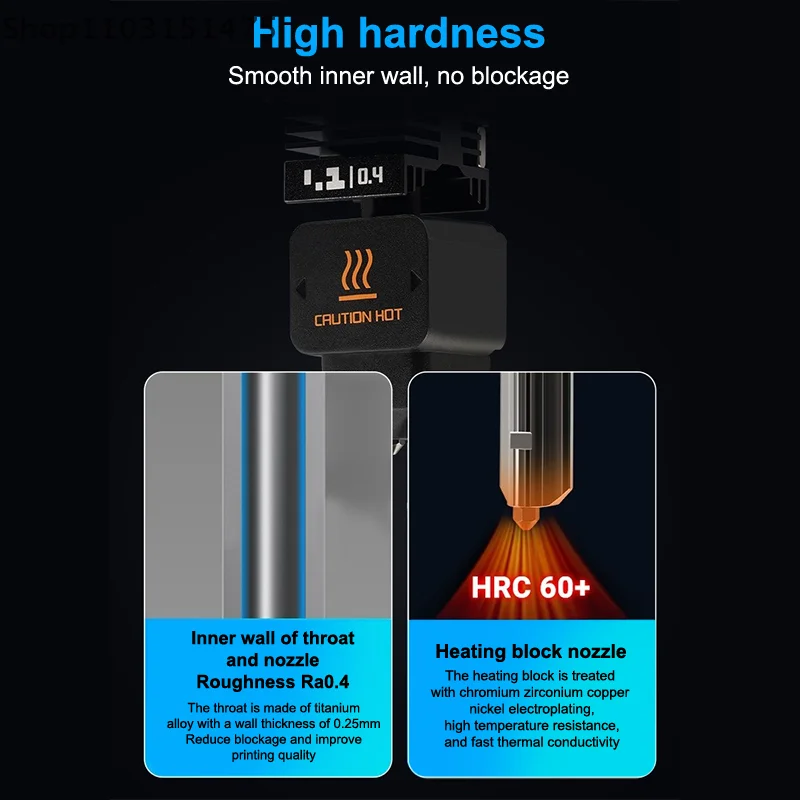 For Bambu Lab H2D Hotend Kit High Flow Hardened Steel 0.2/0.4/0.6/0.8mm Hotend Nozzle Replaceable Compatible Bambu A1/A1 Mini