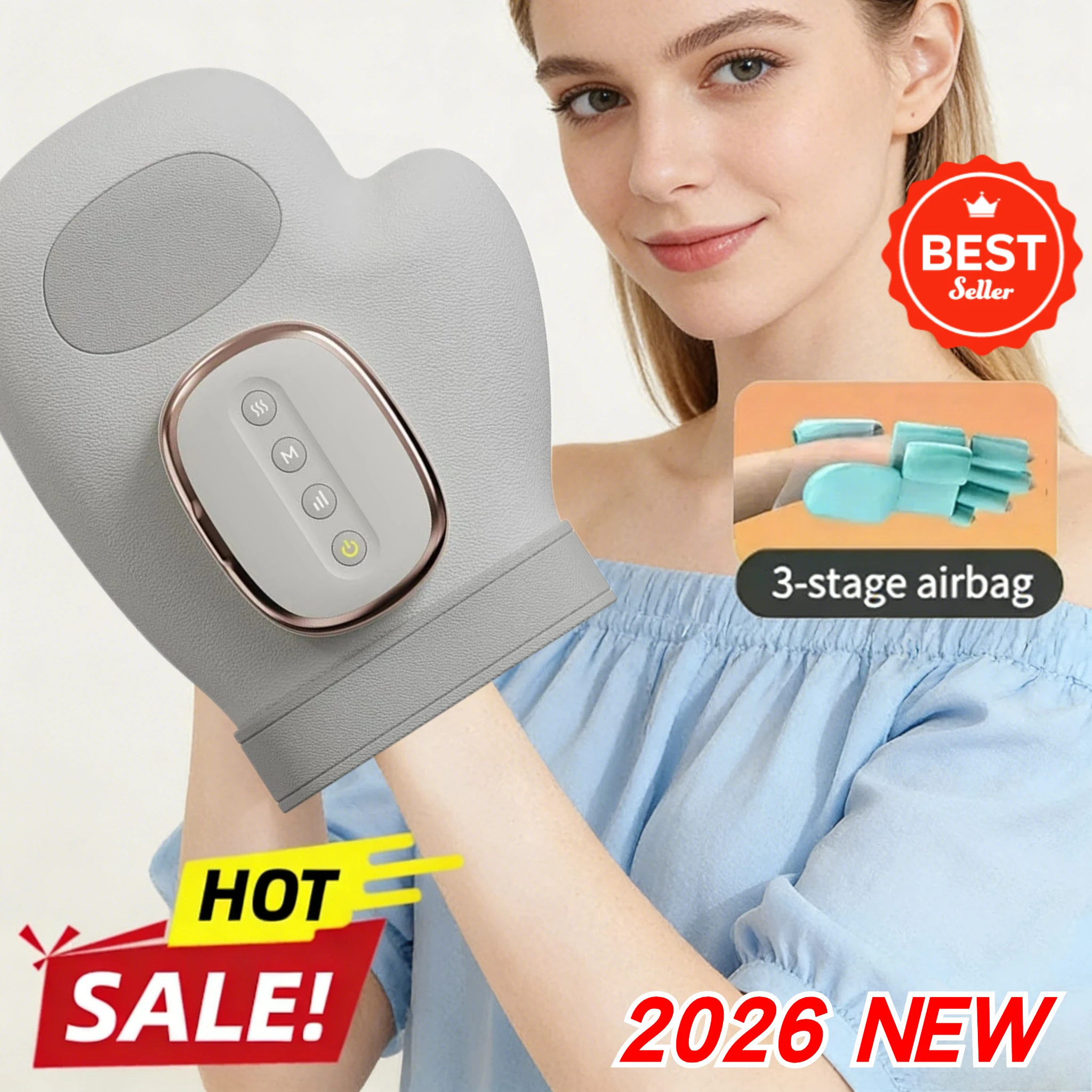 

Rechargeable Hand Massager Glove with Air Compression Heat for Pain Relief in Hand Wrist Forearm Ideal for Arthritis Sufferers