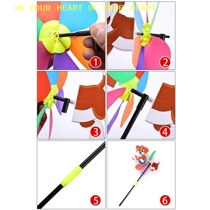Animal Bee Six Colors Three-dimensional Windmill Cartoon Children Toys Home Garden Decoration Wind Spinner Whirligig Yard Decor