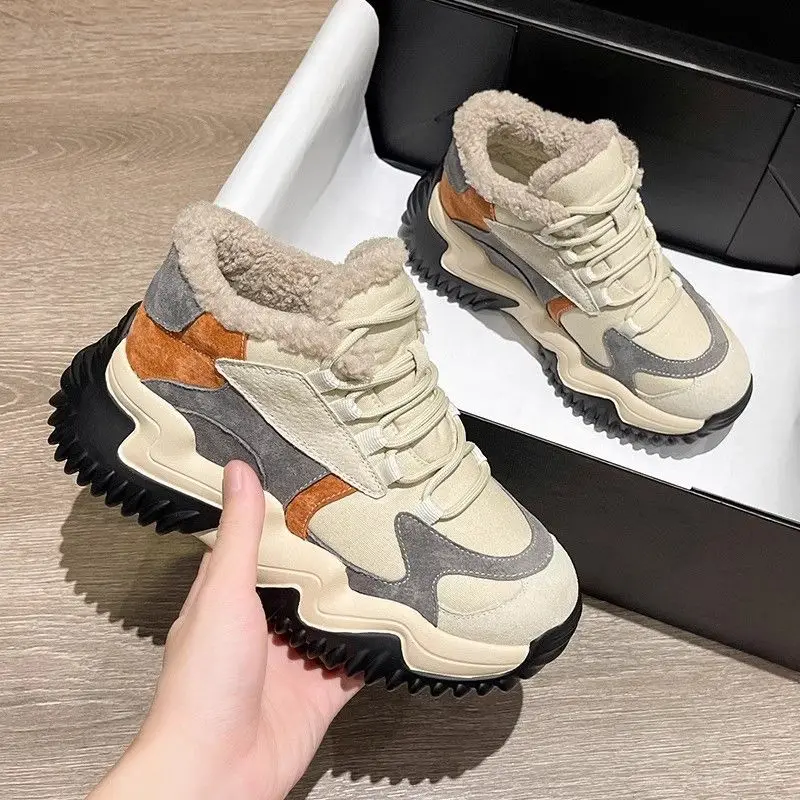 النساء الشتاء الثلوج الأحذية 2025 جديد سميكة منصة الارتفاع تعزيز الدافئة صوف مبطن أحذية رياضية غير رسمية مكتنزة أبي الأحذية العصرية #4