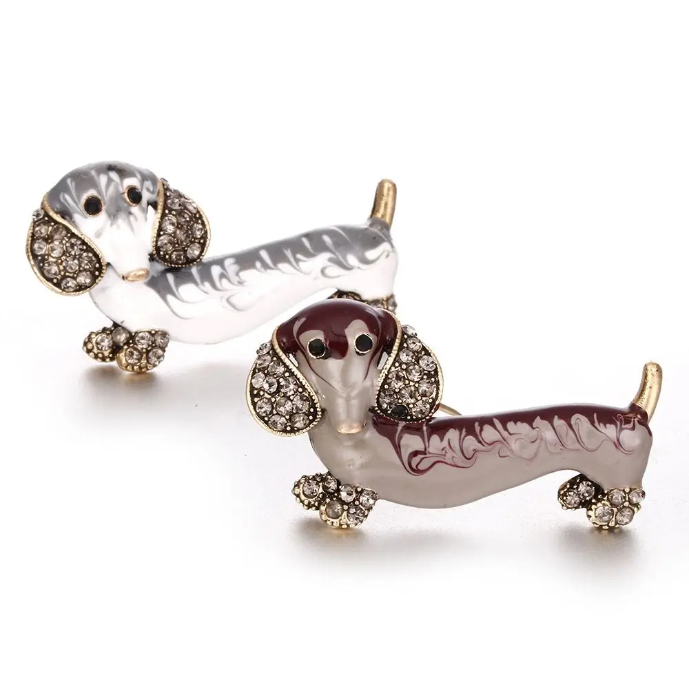 Casual Niche Design Rhinestone Suit Accessory Animal Women Brooch Clothing Accessory Dachshund Dog Brooch Fashion Jewelry