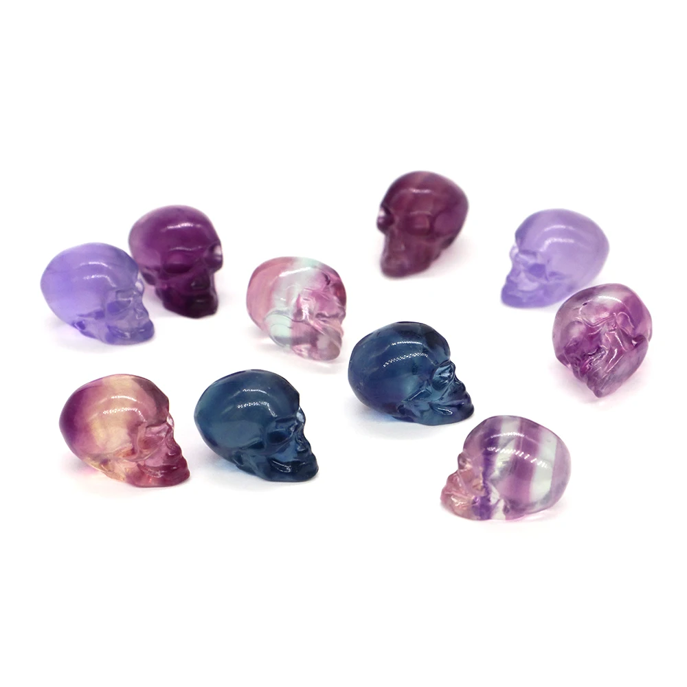 16-18mm Mini Color Fluorite Statue Healing Crystal Miniature Animals Micro Landscape Natural Stone Carved for Jewelry Making