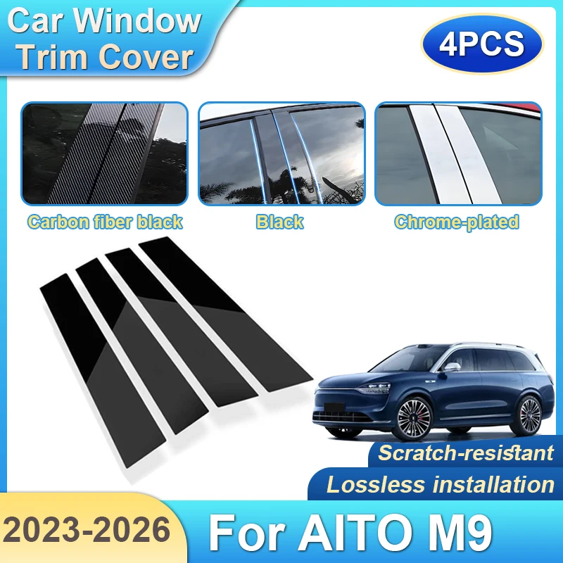 

4PCS For Huawei AITO M9 2023 2024 2025 2026 Accessories Car B C Pillar Window Trim Cover Anti-scratch Waterproof Column Stickers