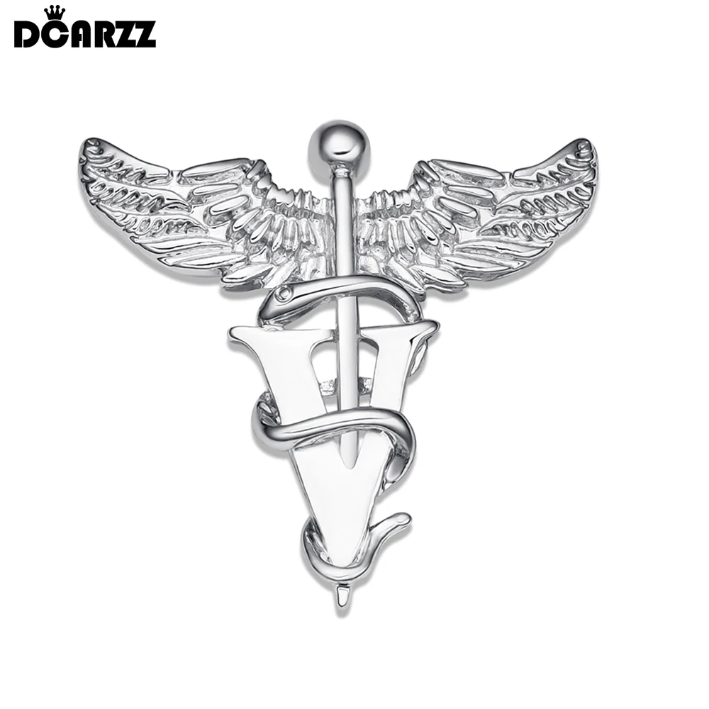 DCARZZ Veterinary Caduceus Classic Brooch Pins Snake Stick Wings Medical Lapel Backpack Badge Jewelry Gift for Vet Doctor Nurse