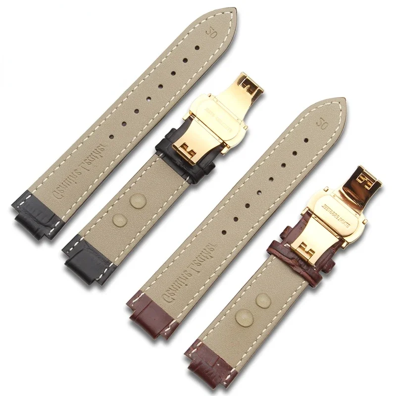 Watch Strap Men\'s Leather Watch Chain Raised Mouth 10 12mm Butterfly Clasp For Louis Vuitton Men\'s and Women\'s Cowhide LV Strap