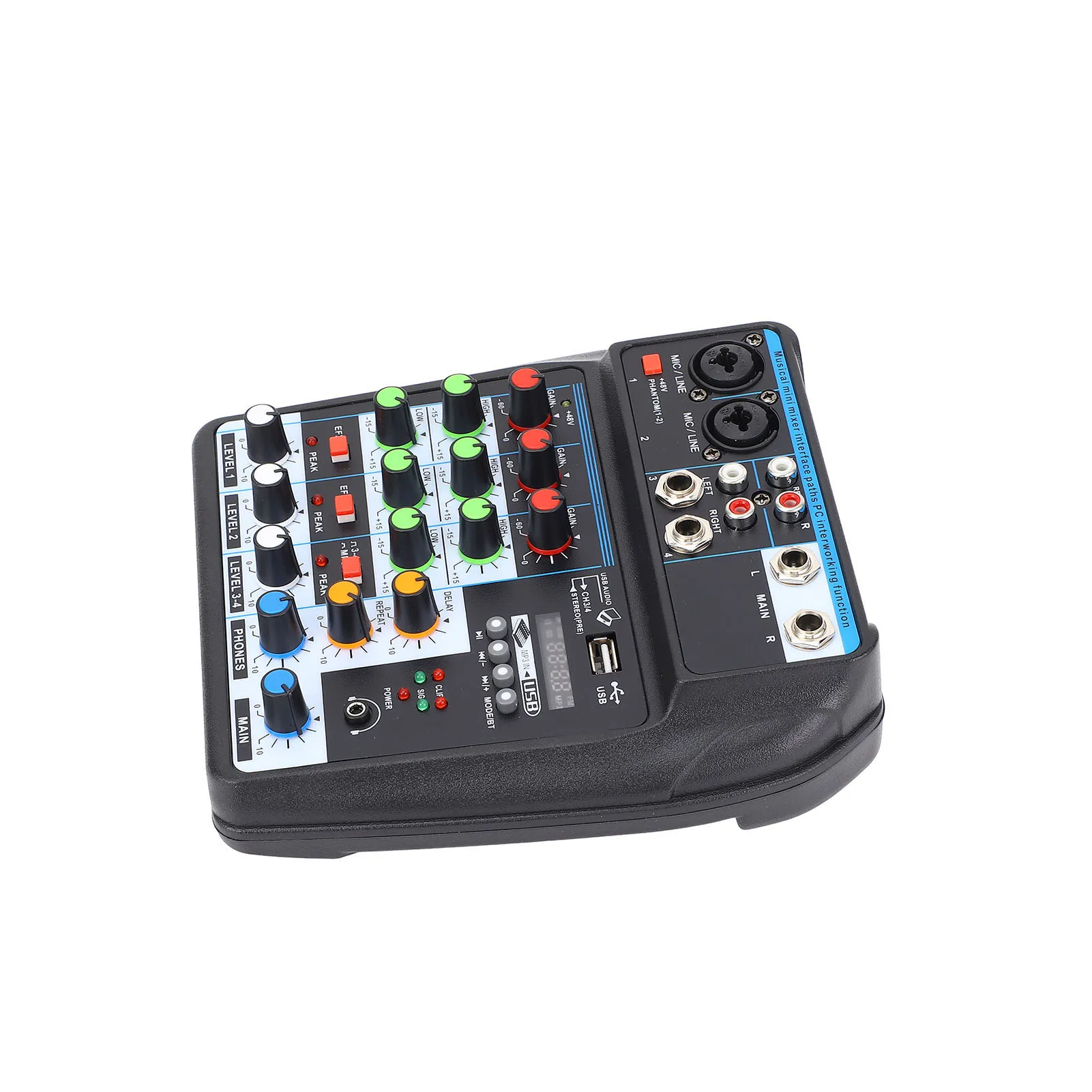 خلاط صغير محمول 4 قناة DJ الموسيقى الإلكترونية جهاز مزج الصوت لوحة الصوت وحدة التحكم لتسجيل الكمبيوتر الغناء البث عبر الإنترنت DJ المعدات #3