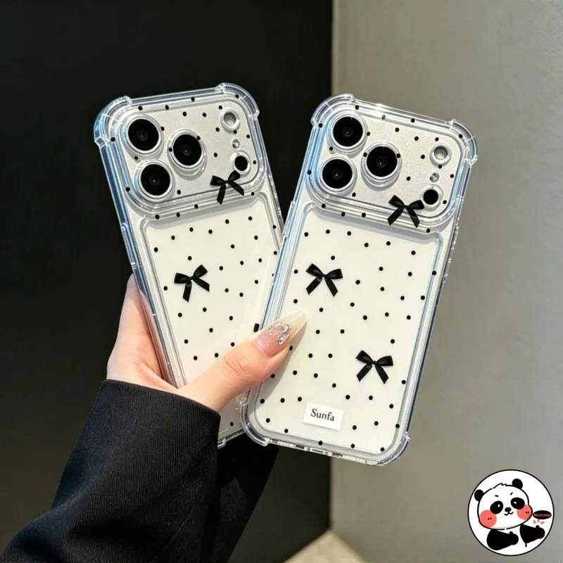 Polka Dot Ribbon Bow Clear Case For Samsung Galaxy S10 Lite S10E S9 S8 Plus S7 Edge Note 20 Ultra 10 Plus Lite 9 8 Cover