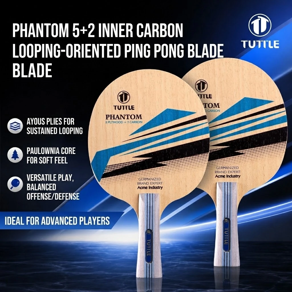 Tuttle Table Tennis Blade, Five-Ply Wood and Two-Ply Carbon Built-In Table Tennis Racket Blade, Professional Training and Competition Table Tennis Racket Blade