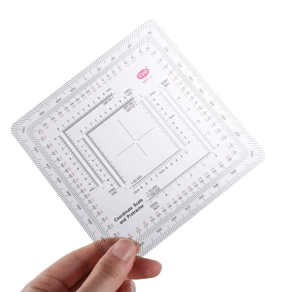 Topographical MP-5 Square Ruler Map Protractor Land Navigation Protractor Coordinate Scale Protractor Measuring Ruler