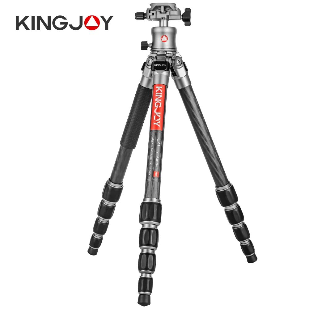 

KINGJOY 10X Carbon Fiber DSLR Tripod Professional Photography Camera Tripe with Aluminum 360° Ball Head for Outdoor Travel Photo