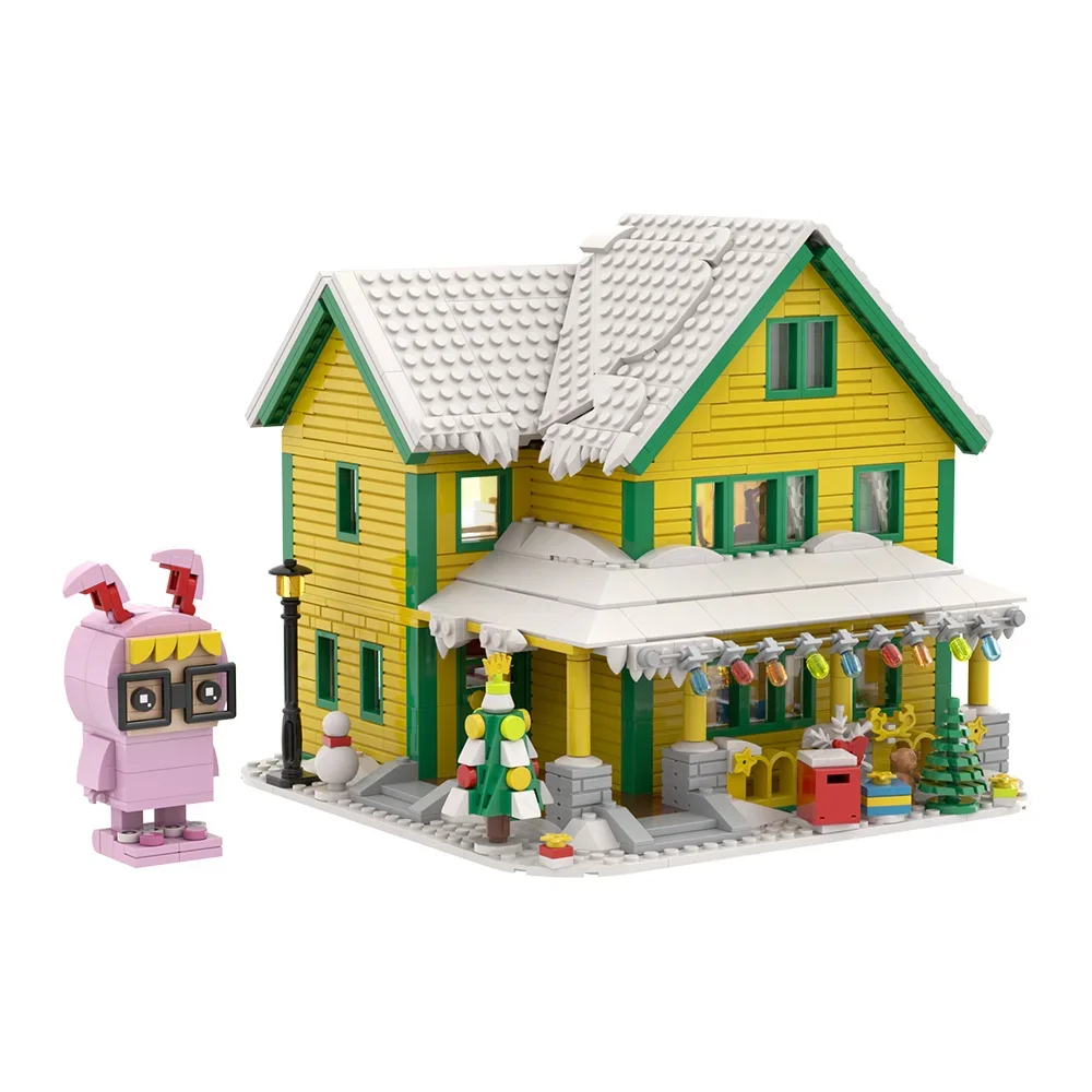 MOC クリスマスストーリー 1983 ビルディングブロックセット クラシック映画 DIY ピンクのウサギとパーカーズの家 ヴィラ ブロックおもちゃ 大人向けギフト