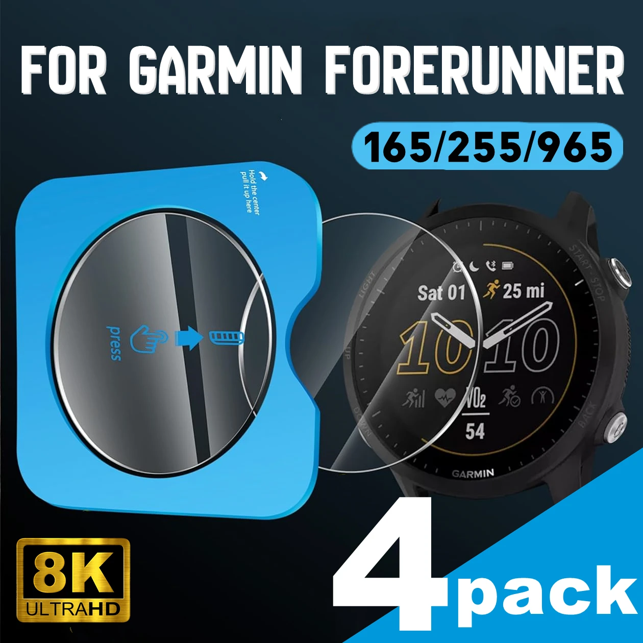 

Быстрая установка закаленного стекла для Garmin Forerunner 165 955 255, защитная пленка премиум-класса для экрана Forerunner 955, пленки с полным покрытием