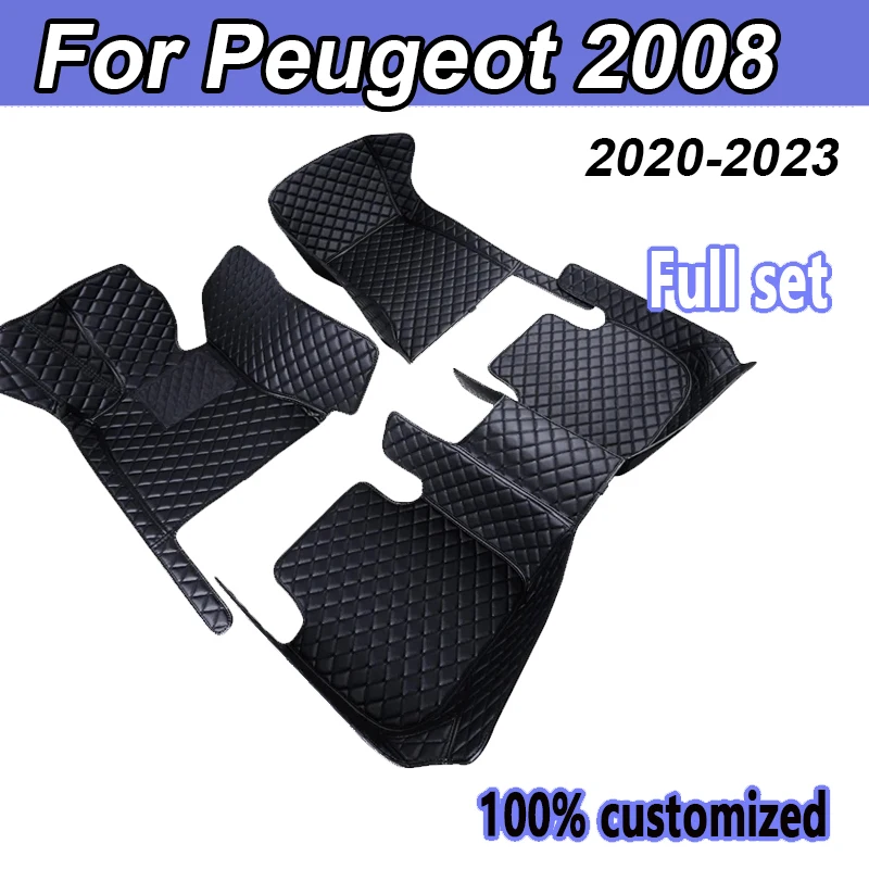 Car Floor Mats For Peugeot 2008 E2008 2020 2021 2022 2023 Carpets Foot Pads Accessories Interior Parts Waterproof Rug Automobile