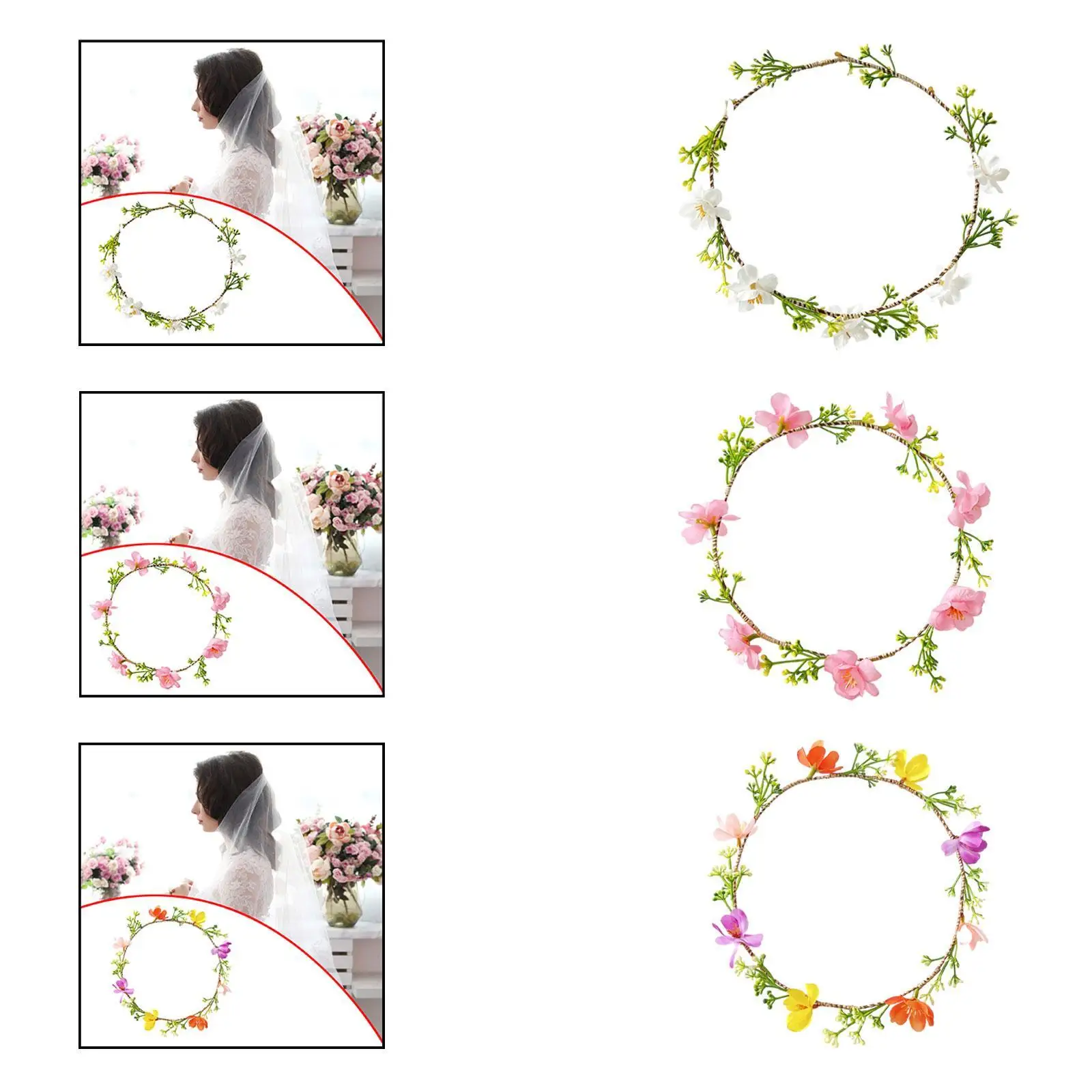 

Floral Headband Bridal Bridesmaid Boho Headpiece for Beach Wedding Festival